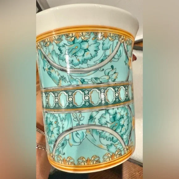 RARE Versace Rosenthal Collab Gold Trim Pink & Blue Mug Set New in Box - Picture 13 of 15